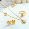 Wholesale PVD Coated Real Gold Plated 18K Gold Butterfly 304 Stainless Steel Elegant Waterproof Non Tarnish Rings Earrings Necklace