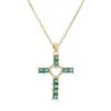 Wholesale Ig Style Simple Style Cross Copper Plating Inlay Zircon Gold Plated Pendant Necklace