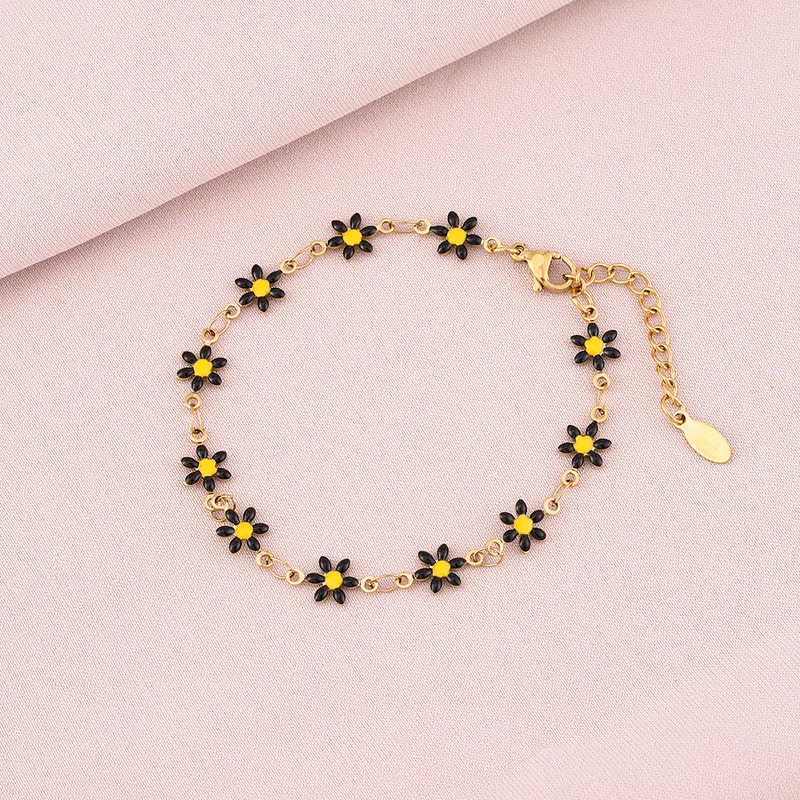Wholesale Water Plating 18K Gold Plated Flower Stainless Steel Basic 304 Stainless Steel Bracelets
