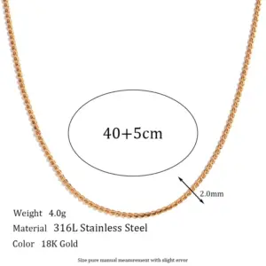 1.8mm S Chain-Gold Necklace-40cm+5cm