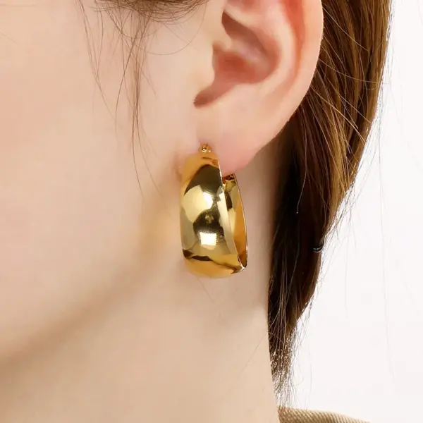 Wholesale PVD Coated 18K Gold Plated Geometric Stainless Steel Simple Style Waterproof Non Tarnish Earrings