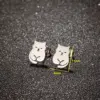 Wholesale PVD Coated 18K Gold Real Gold Plated Cat 304 Stainless Steel IG Style Simple Style Classic Style Waterproof Non Tarnish Ear Studs
