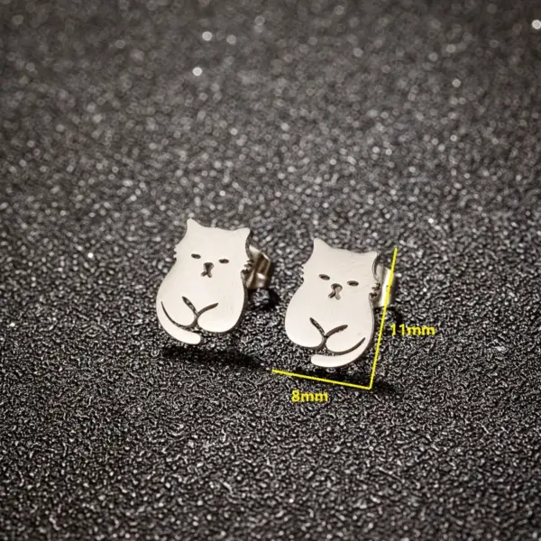 Wholesale PVD Coated 18K Gold Real Gold Plated Cat 304 Stainless Steel IG Style Simple Style Classic Style Waterproof Non Tarnish Ear Studs