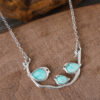 Wholesale Sky blue three sparrow necklace