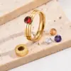 Wholesale PVD Coated Real Gold Plated 14K Gold Round Number 304 Stainless Steel Elegant Vintage Style Waterproof Non Tarnish Rings