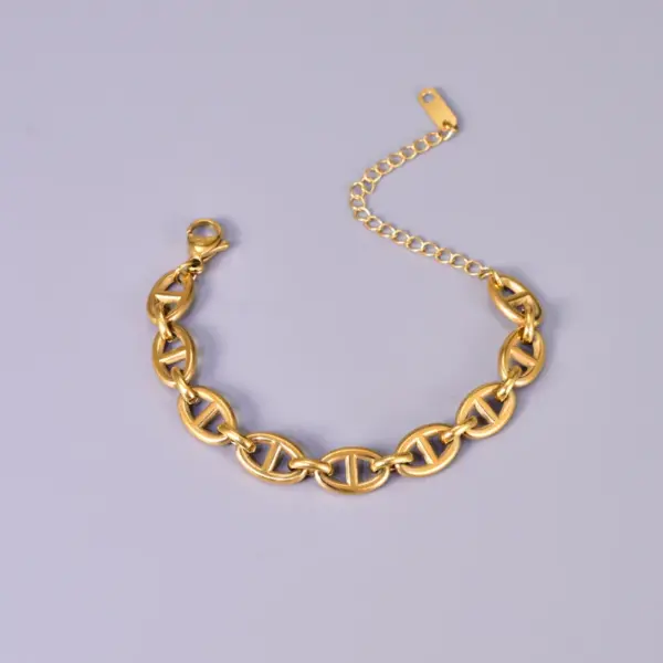 Wholesale 304 Stainless Steel Solid Color Ion Plating (IP) 18K Real Gold Plated Basic Waterproof Non Tarnish Patchwork Plating Gold Silver Bracelets