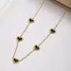 Wholesale PVD Coated 18K Gold Plated Heart Shape 304 Stainless Steel Casual Basic Sweet Handmade Polishing Pendant Necklace Multi Charms