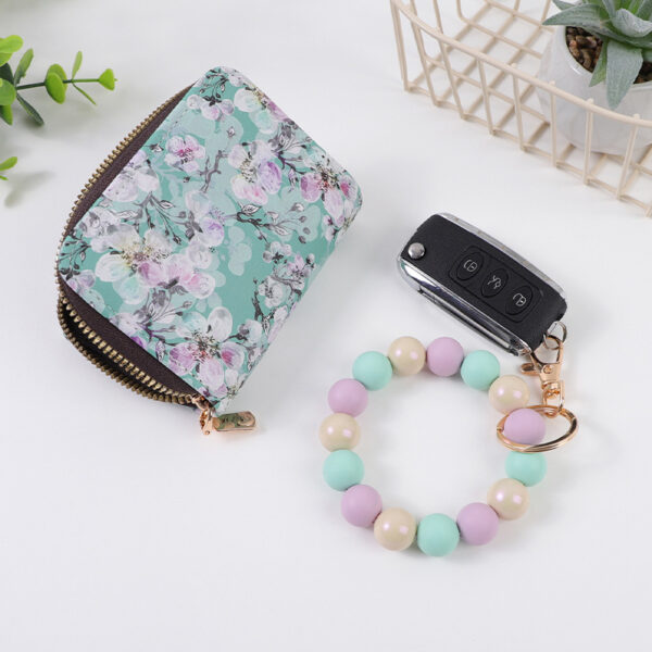 Wholesale printing card organ storage bag change card clip bag haze silicone beads beaded