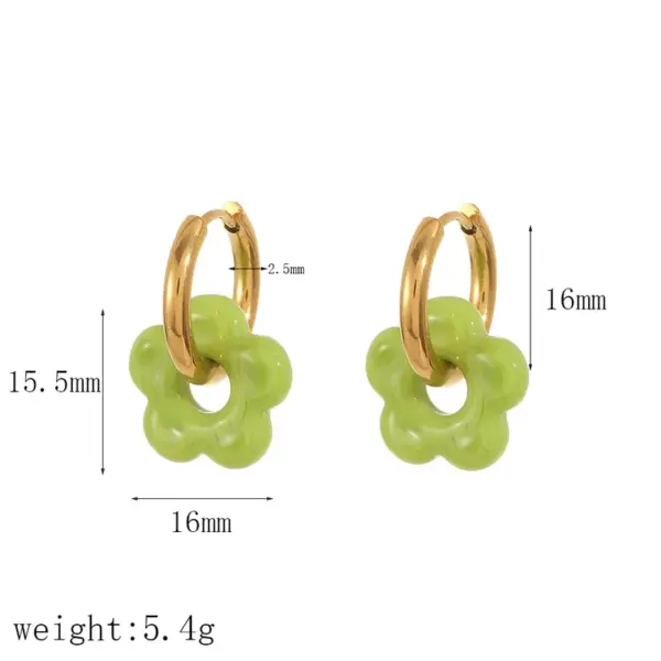 Wholesale PVD Coated Real Gold Plated 18K Gold Flower 304 Stainless Steel IG Style Sweet Waterproof Non Tarnish Earrings