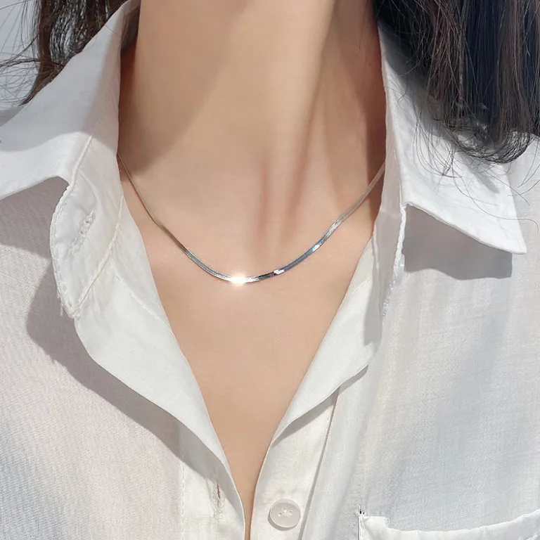 Wholesale Simple Style Commute Solid Color Stainless Steel Titanium Steel Plating Sier Plated Necklace