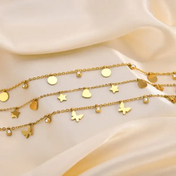 Wholesale PVD Coated Real Gold Plated Triangle Square Water Droplets 201 Stainless Steel Fairy Style Simple Style Waterproof Non Tarnish 201 Stainless Steel Necklace