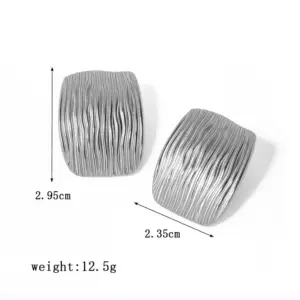 【XKE0130】Geometric Striped Earrings / Steel Color