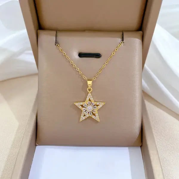 Wholesale PVD Coated Real Gold Plated Star Titanium Steel Copper Simple Style Waterproof Non Tarnish Earrings Necklace