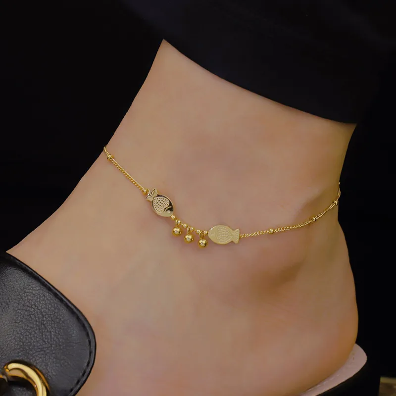 Wholesale Simple Style Fish Titanium Steel Patchwork Women's Anklet