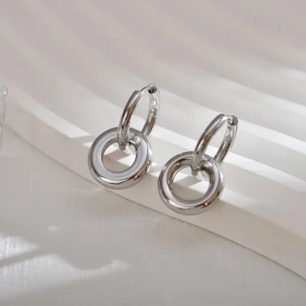 Wholesale PVD Coated Gold Plated Solid Color Stainless Steel Casual Waterproof Non Tarnish Drop Earrings