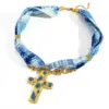 Wholesale Elegant Classic 18K Stainless Steel Oil Drip Cross Pendant Scarf Necklace Women's Luxury Rustproof Brown White Blue Gold Black
