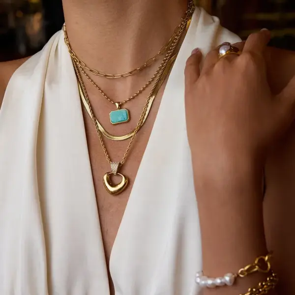 Wholesale 304 Stainless Steel Geometric PVD Coated Real Gold Plated Elegant Glam Waterproof Non Tarnish Plating Paperclip Chain Twisted Rope Chain Snake Chain Lobster Trigger Clasp Closure Pendant Necklace