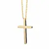 PVD Coated Real Gold Plated 18K Gold Cross 304 Stainless Steel Simple Style Waterproof Non Tarnish 304 Stainless Steel Pendant Necklace