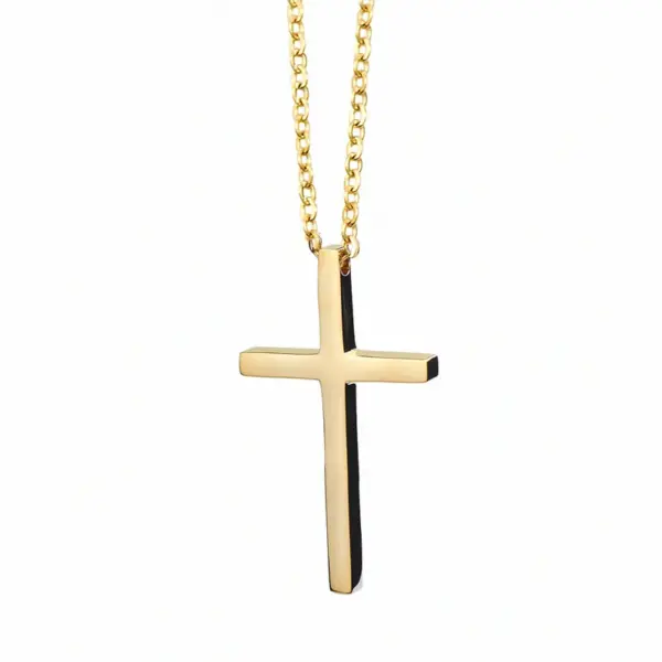 PVD Coated Real Gold Plated 18K Gold Cross 304 Stainless Steel Simple Style Waterproof Non Tarnish 304 Stainless Steel Pendant Necklace