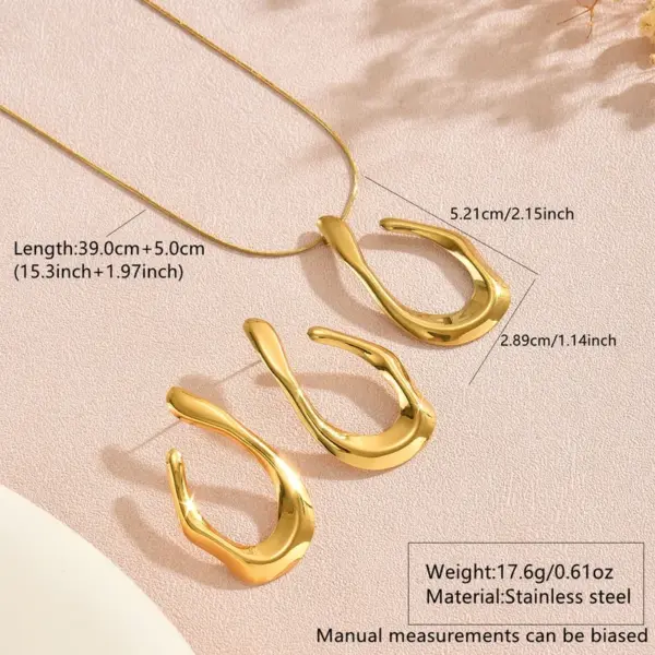 304 Stainless Steel Irregular Electroplating PVD Coated 18K Gold Plated Imitation Gold Casual Exaggerated Streetwear Twisted Rope Chain Gold Earrings Necklace Jewelry Set