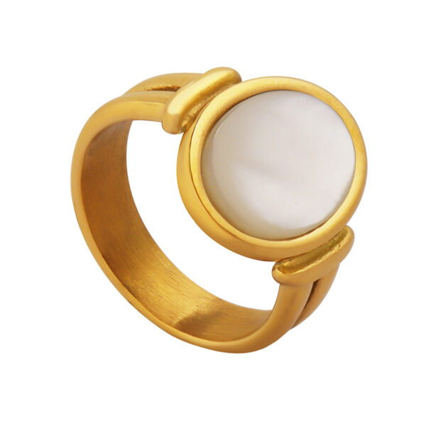 oly-ac96dff25eebb9558a1431a69e4045fd Wholesale French Ins Style Vintage White Sea Shellfish Charming Ring Jewelry Plated with 18 Real Gold Titanium Steel Finger Ring Jewelry A256
