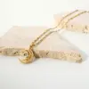 PVD Coated Real Gold Plated Moon Stainless Steel Titanium Steel Simple Style Waterproof Non Tarnish 304 Stainless Steel Pendant Necklace