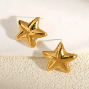 Pentagram Stud Earrings-Gold
