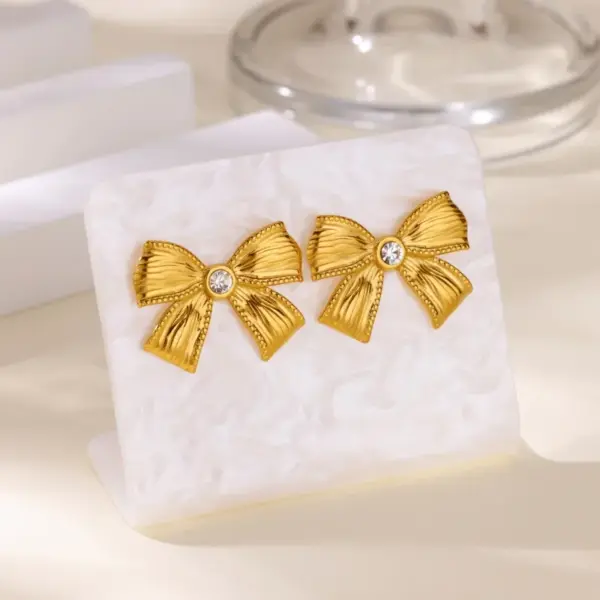 Stainless Steel Bowknot Heart Sunflower 18K Gold Plated Women's Earrings Elegant Imitation Pearl Zircon Accessories Wholesale Available