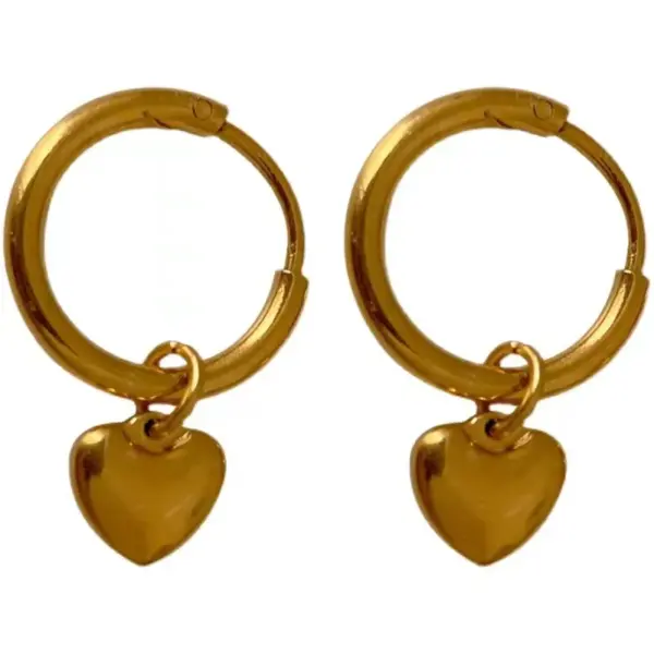 1 Pair Fashion Heart Shape Plating 304 Stainless Steel 18K Gold Plated Stainless Steel Earrings