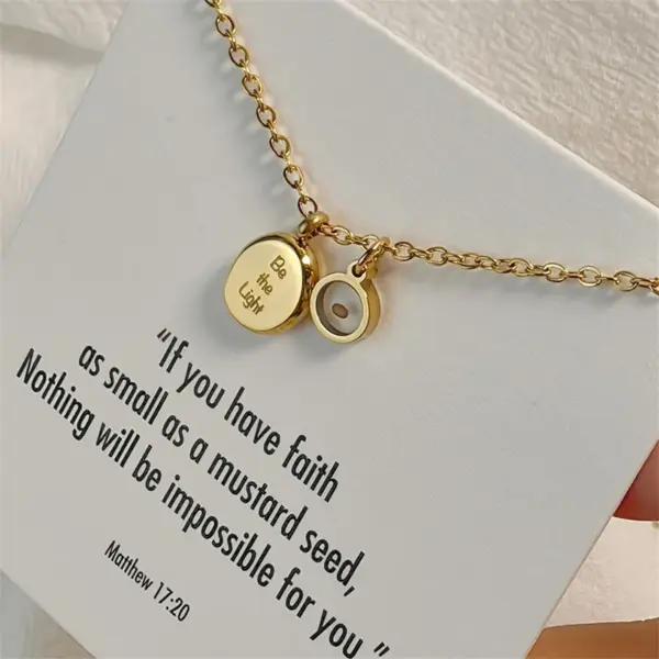 Wholesale Inspirational Stainless Steel Seed Pendant Necklace Faith "Become Light" Geometric Pattern Unisex Simple Style Jewelry Accessory