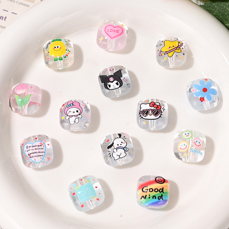 Wholesale Cartoon Cat Print Beads diyOLY Exclusive