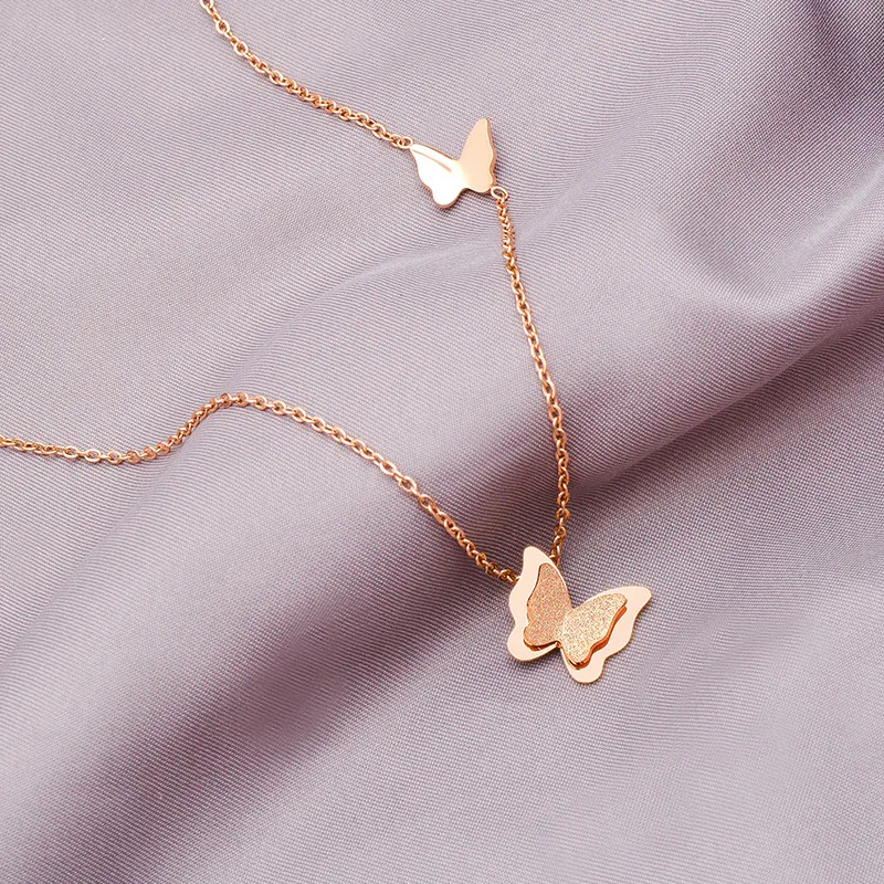 Wholesale Classic Style Butterfly Titanium Steel Plating Pendant Necklace