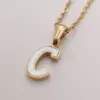Wholesale Jewelry Simple Style Commute Letter 304 Stainless Steel Shell Gold Plated Plating Inlay Pendant Necklace