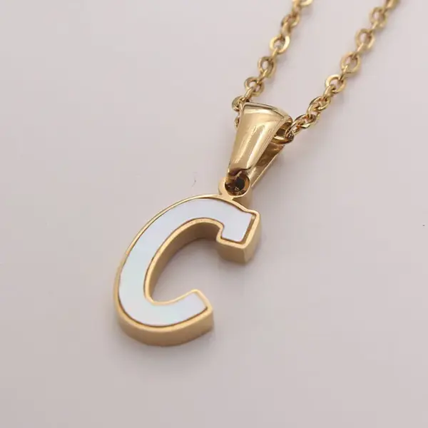 Wholesale Jewelry Simple Style Commute Letter 304 Stainless Steel Shell Gold Plated Plating Inlay Pendant Necklace