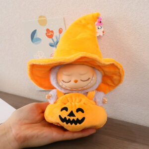Halloween pumpkin costume + orange hat (doll not included) / Suitable for first, second, and third generation keychains (dolls not included).