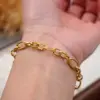 Ferroalloy Solid Color Vacuum Plating Real Gold Plated Simple Style Streetwear Waterproof Non Tarnish Gold Bracelets