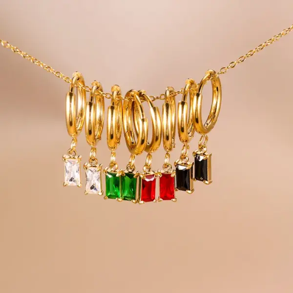 1 Pair Simple Style Geometric Rectangle Gold Plated 304 Stainless Steel Zircon Stainless Steel Earrings