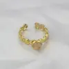 Wholesale Jewelry Simple Style Round 304 Stainless Steel Natural Stone 18K Gold Plated Open Ring