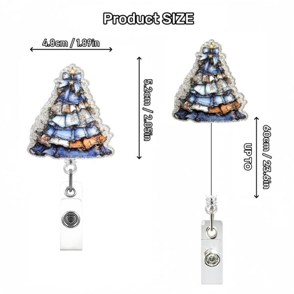 Wholesale Glitter Acrylic Creative Christmas Tree Badge Clip Christmas Gift Telescopic Keychain