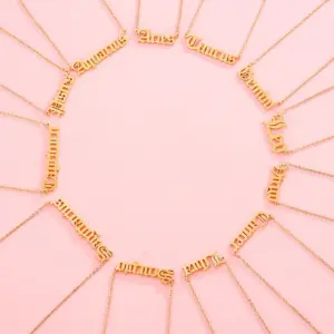Wholesale PVD Coated 18K Gold Plated Letter Constellation Titanium Steel Simple Style Waterproof Non Tarnish Pendant Necklace