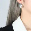 Wholesale PVD Coated Real Gold Plated 18K Gold Oval 304 Stainless Steel Simple Style Artistic Waterproof Non Tarnish Ear Studs