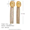 Wholesale PVD Coated Real Gold Plated 18K Gold Geometric Tassel 304 Stainless Steel Vintage Style French Style Waterproof Non Tarnish Drop Earrings