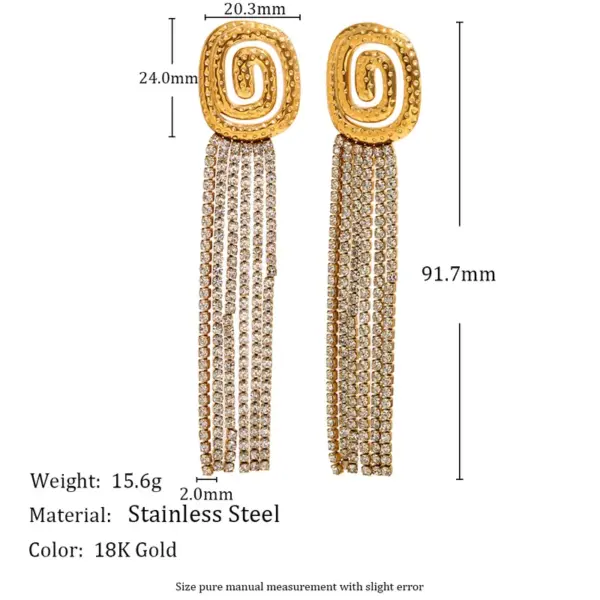 Wholesale PVD Coated Real Gold Plated 18K Gold Geometric Tassel 304 Stainless Steel Vintage Style French Style Waterproof Non Tarnish Drop Earrings