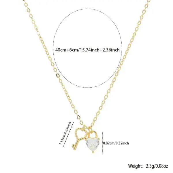 Fashionable Sweet Heart/Key Necklace For Women Suitable For Daily Dates Or Anniversaries Men Can Also Give It As A Gift To Their Wives