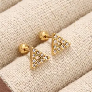 Gold / Average Size / A Pair of Triangular Diamond Studs