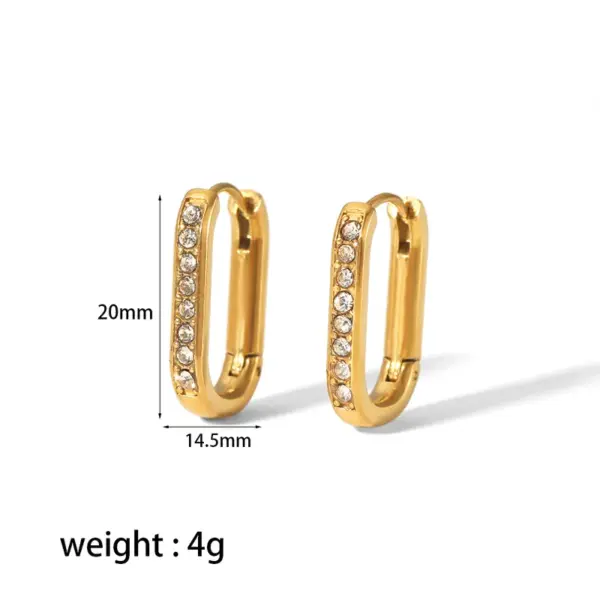 PVD Coated Real Gold Plated Oval 304 Stainless Steel Casual Waterproof Non Tarnish Earrings