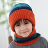 Wholesale Knitted hat children's 2022 autumn and winter New hat scarf suit striped knitted wool hat 10 color spot
