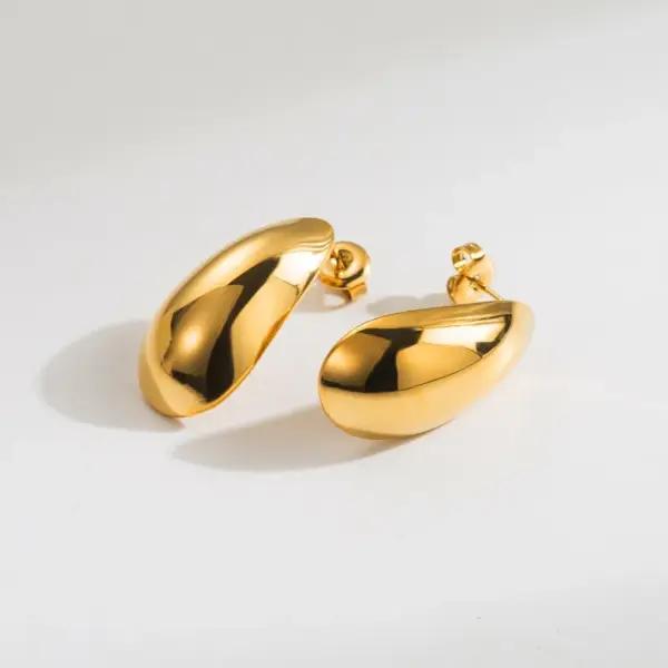Wholesale 1 Pair Simple Style Oval 304 Stainless Steel 18K Gold Plated Stainless Steel Earrings