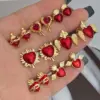 Wholesale Copper Heart Shape Electroplating 18K Real Gold Plated Elegant Romantic Sweet Ear Studs