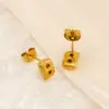 PVD Coated 18K Gold Plated Letter 304 Stainless Steel Simple Style Classic Style Waterproof Non Tarnish Ear Studs